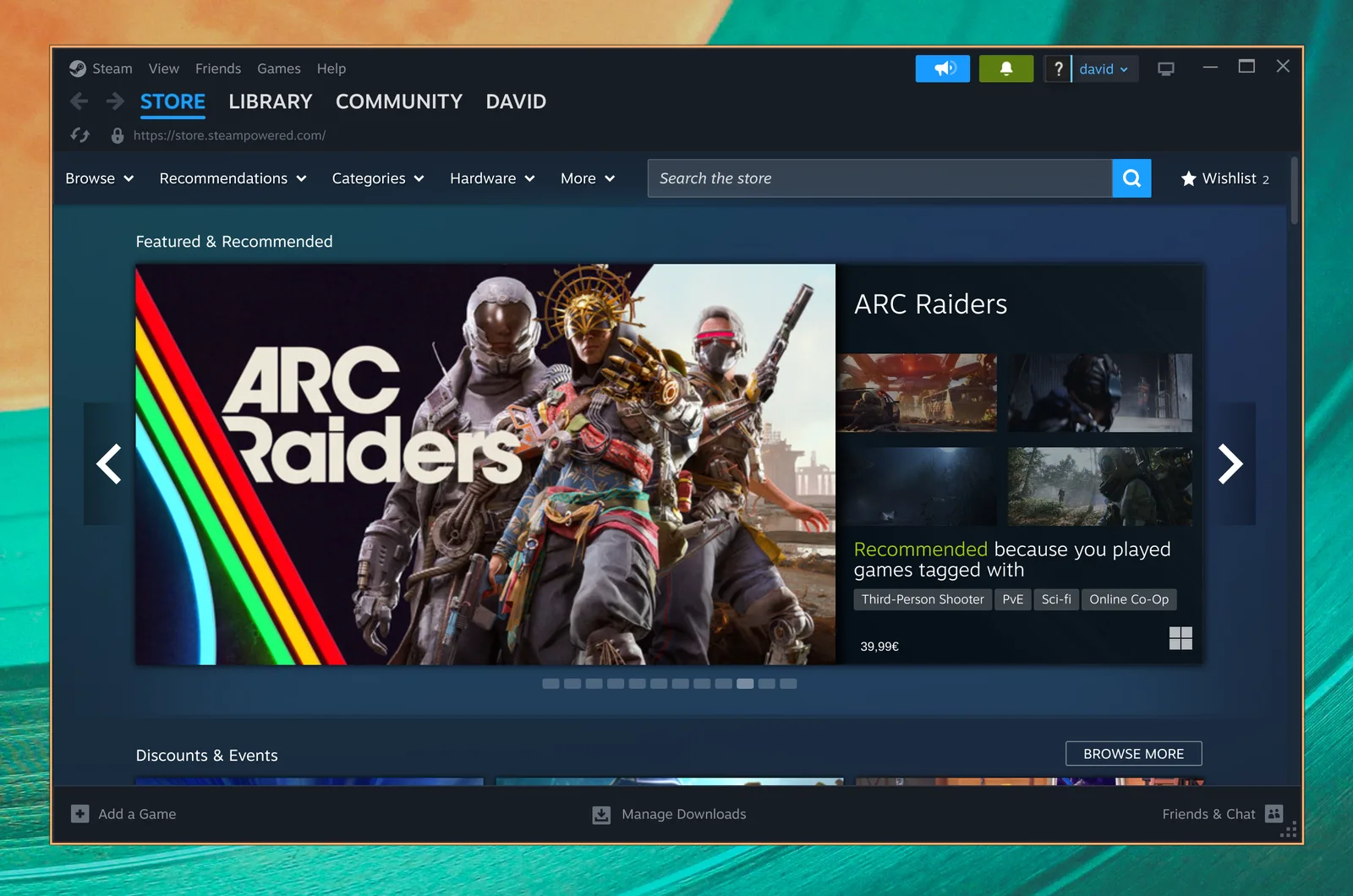 Steam Omarchy’da o‘yin do‘konini ko‘rsatmoqda