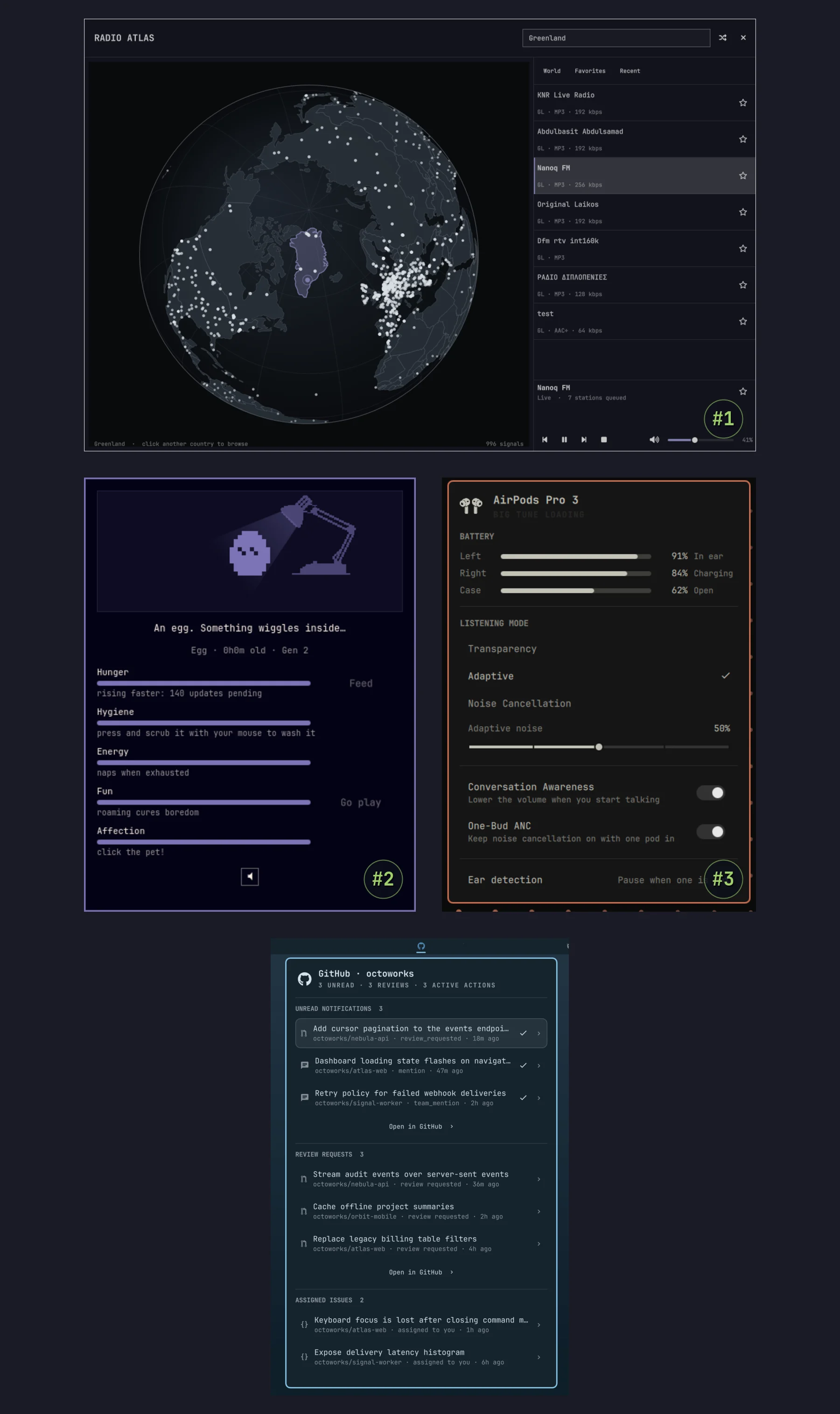 Radio Atlas, Omagotchi, AirPods va GitHub